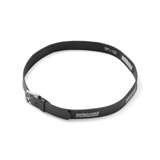 Metalwood Metal Logo Leather Stud Belt Black S/M