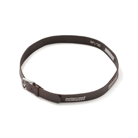 Metalwood Metal Logo Leather Stud Belt Brown S/M
