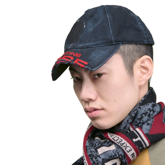 Martine Rose Cut Peak Cap Washed Black