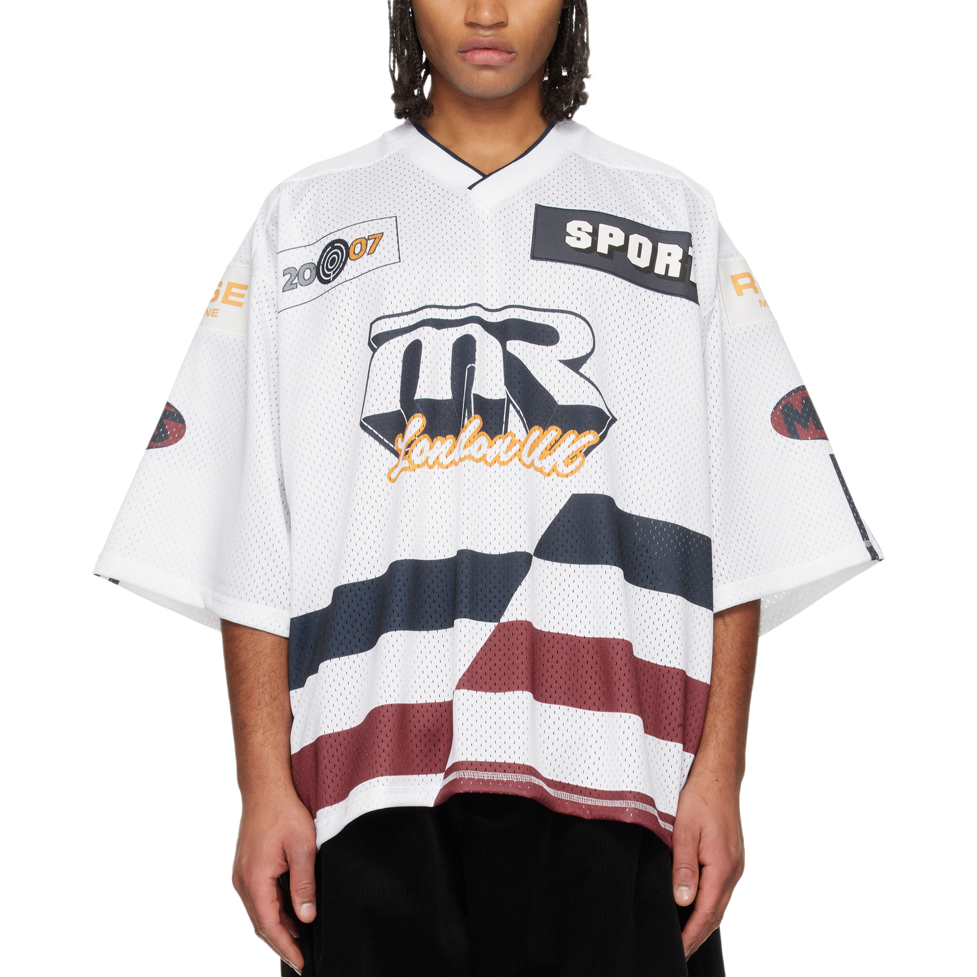 Martine Rose Oversized Hockey Top White Navy