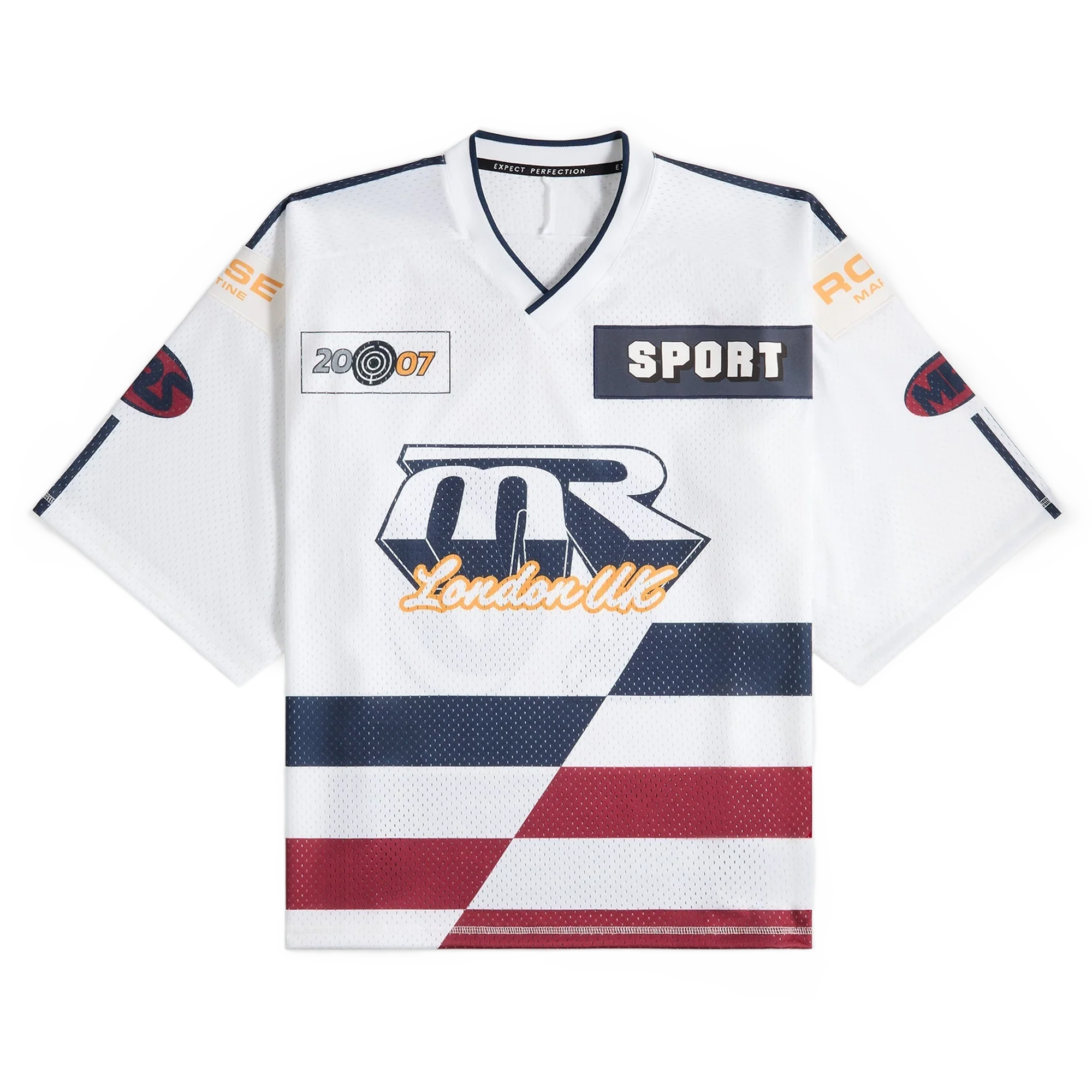 Martine Rose Oversized Hockey Top White Navy