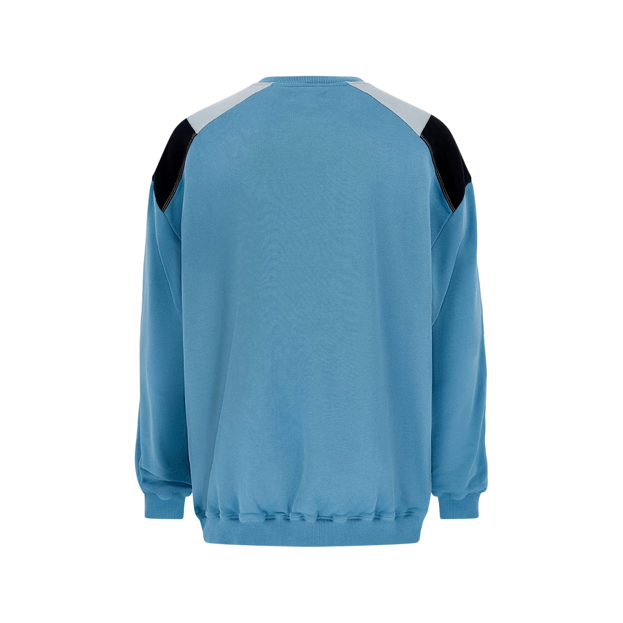 Martine Rose Panelled Sweatshirt Blue Agean Rose Outline