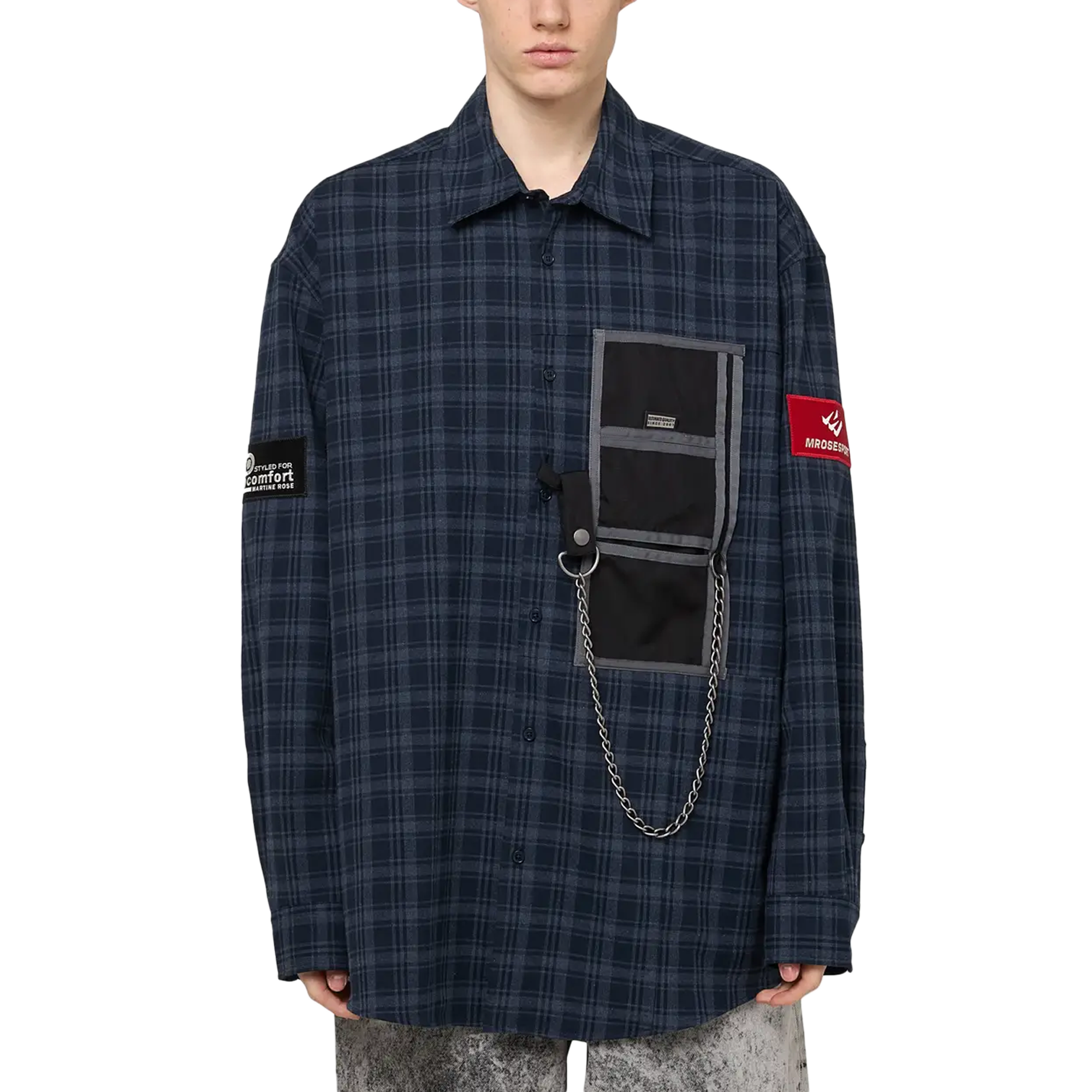 Martine Rose Wallet Shirt Blue Navy Check