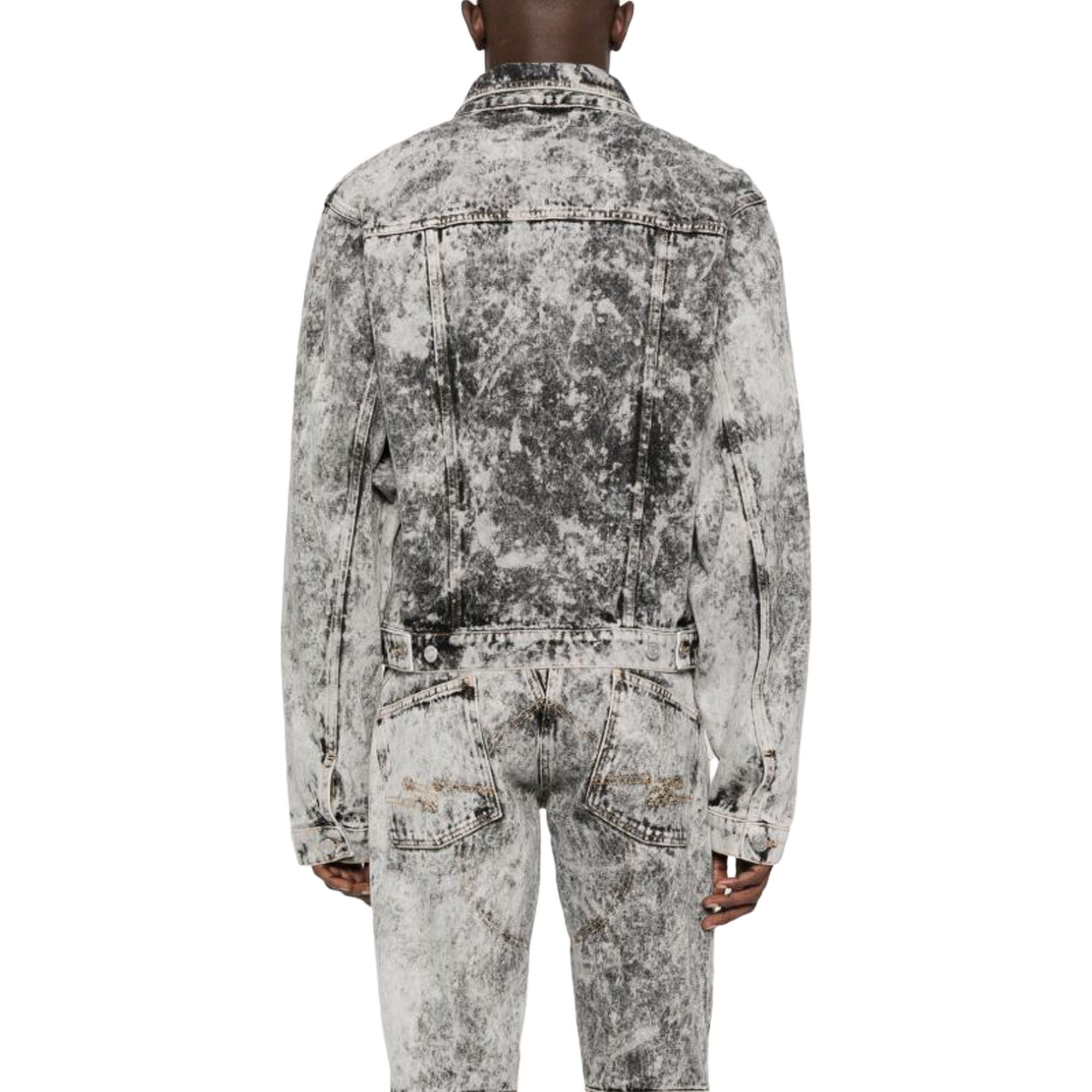 Martine Rose Zip Front Denim Jacket Grey Acid Wash