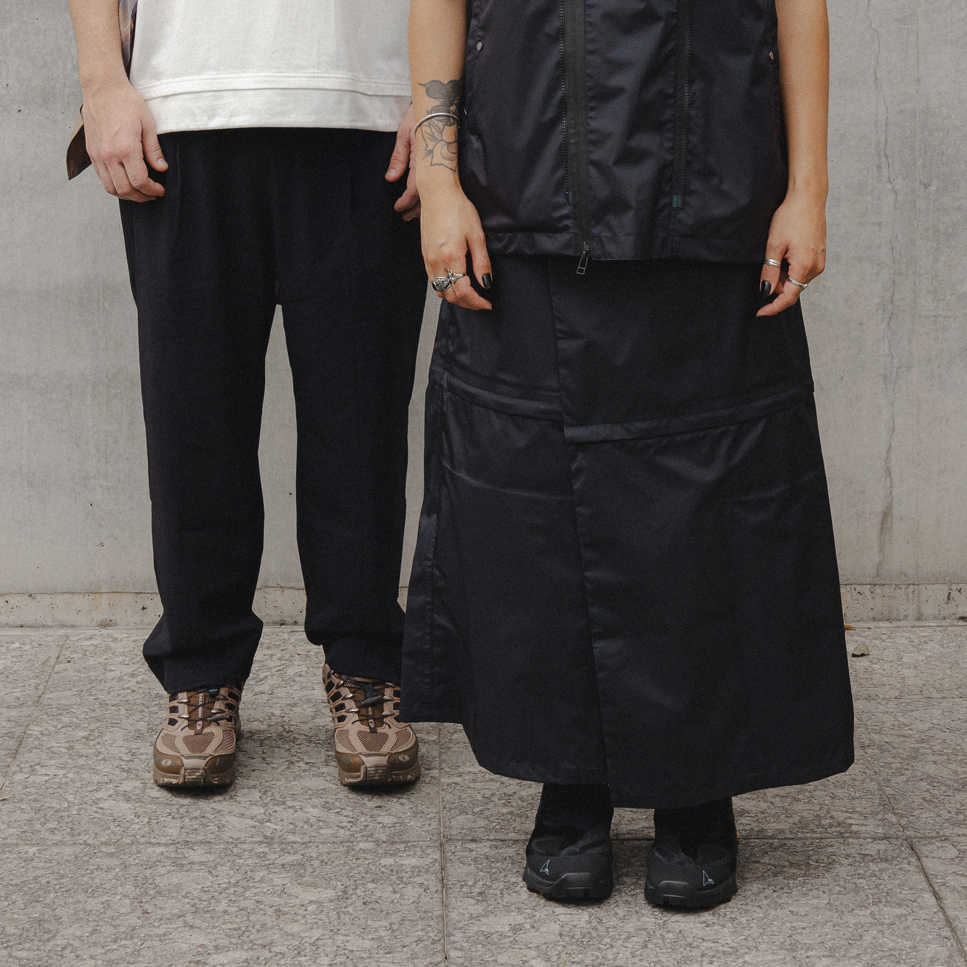 Meanswhile Women's 3 Layer Wrap Skirt Off Black