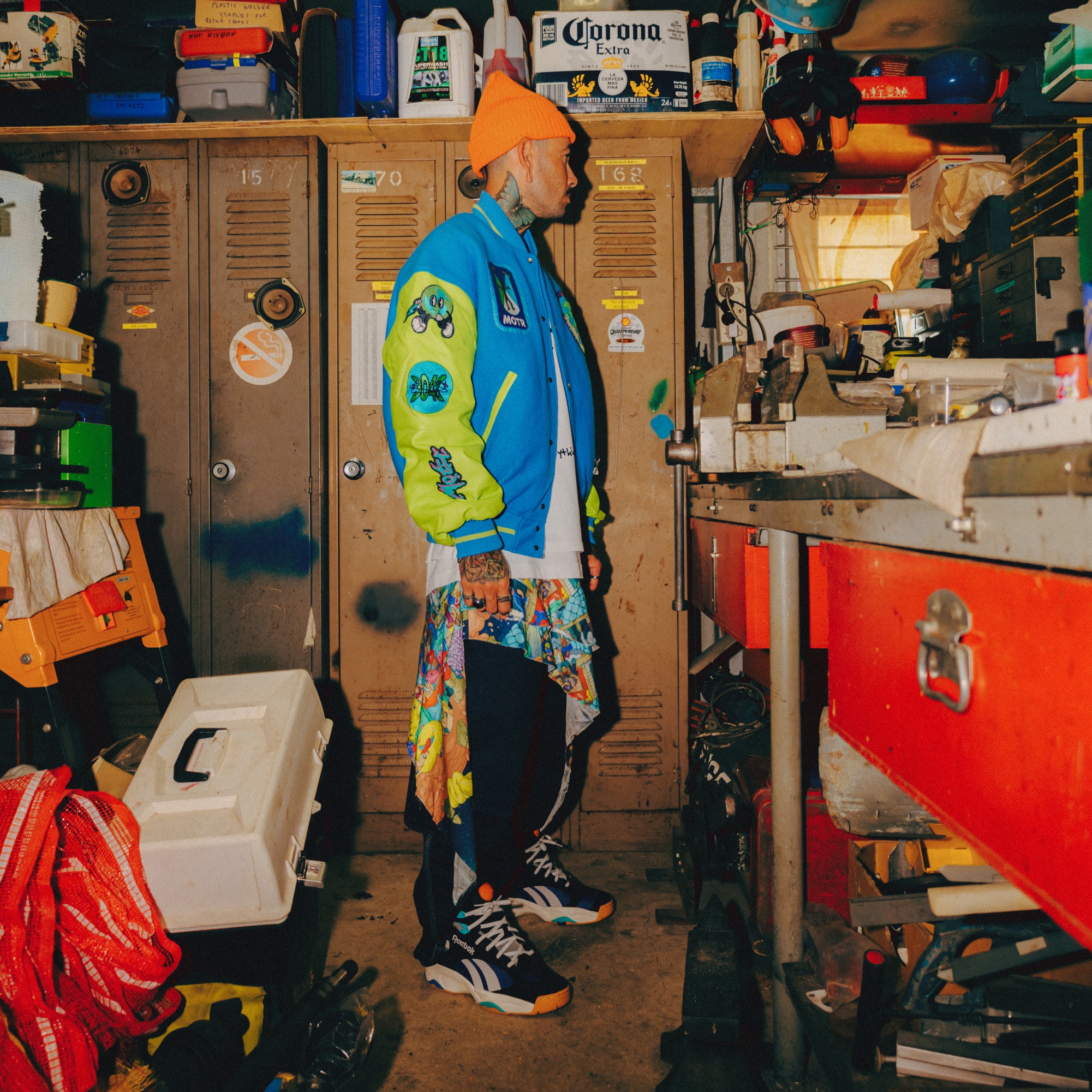 Members Of The Rage Oversized Varsity 1 Turquoise/Acid Lime
