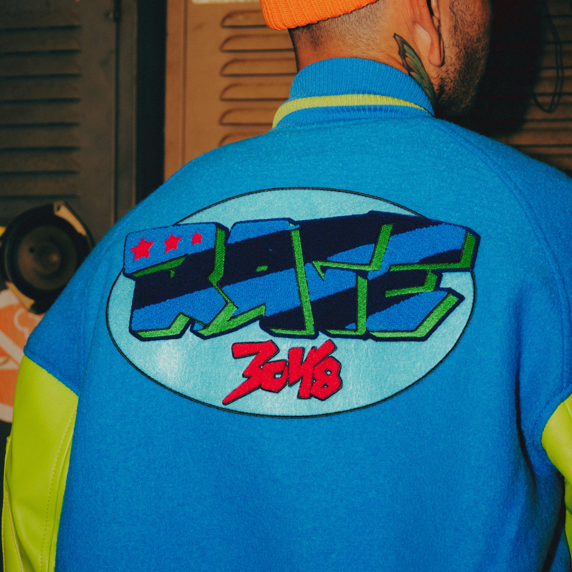 Members Of The Rage Oversized Varsity 1 Turquoise/Acid Lime