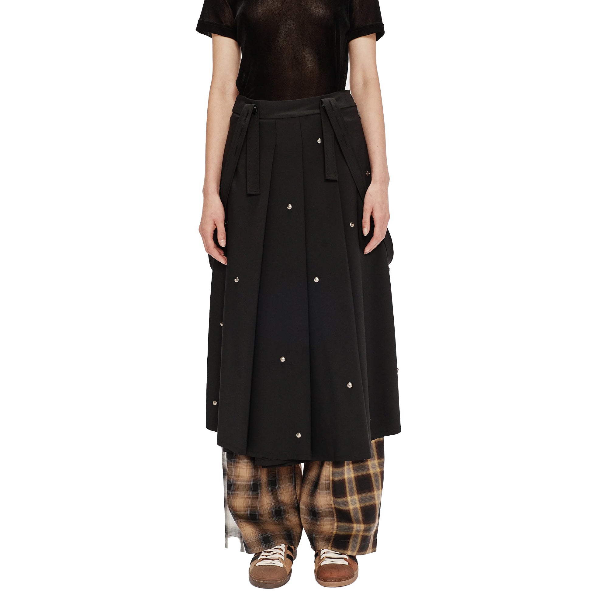 Song For The Mute Women's "Metal Bead" Pleated Skirt Black