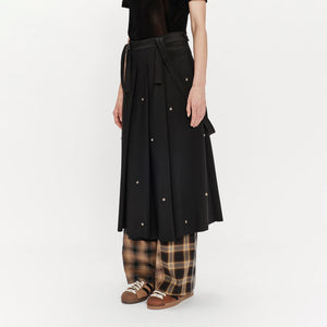 Song For The Mute "Metal Bead" Pleated Skirt Black