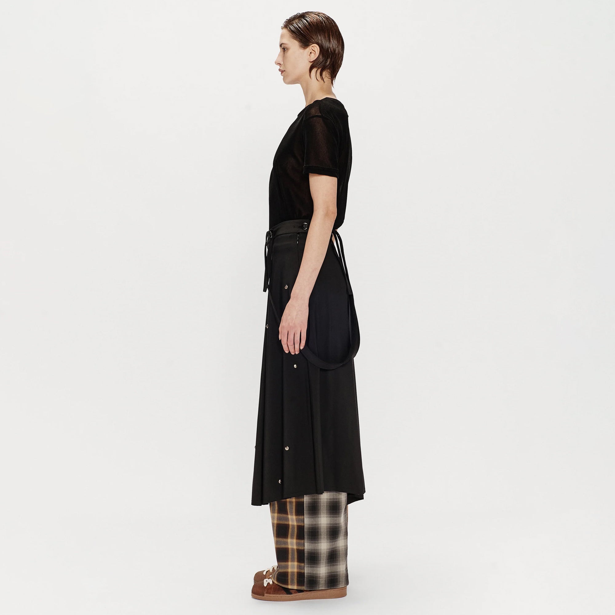 Song For The Mute Women's "Metal Bead" Pleated Skirt Black