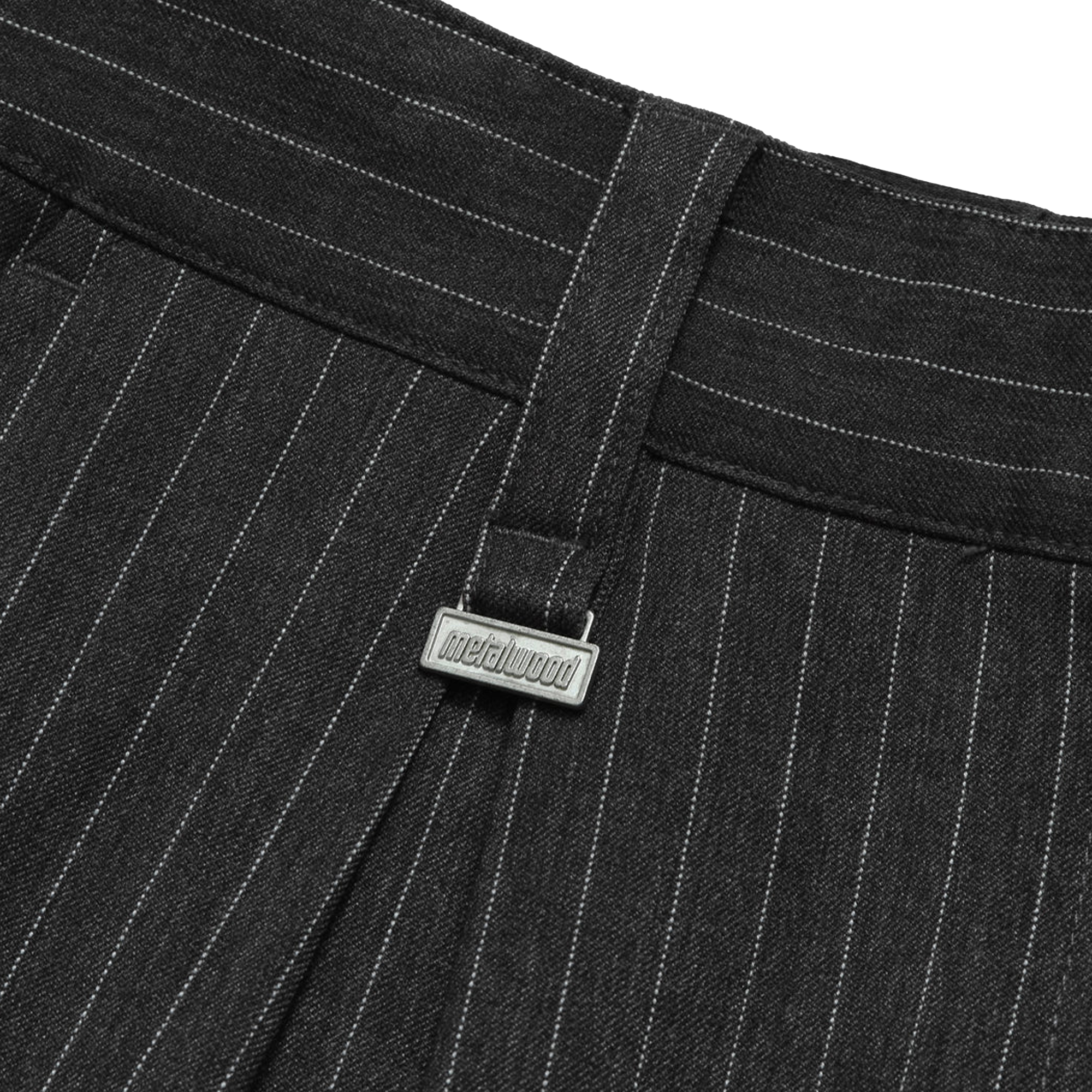 Metalwood Elastic Waist Baggy Pant Grey Pinstripe