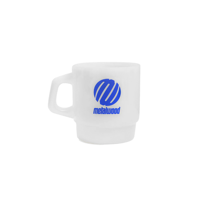 Metalwood Metal Logo Milk Glass Mug White