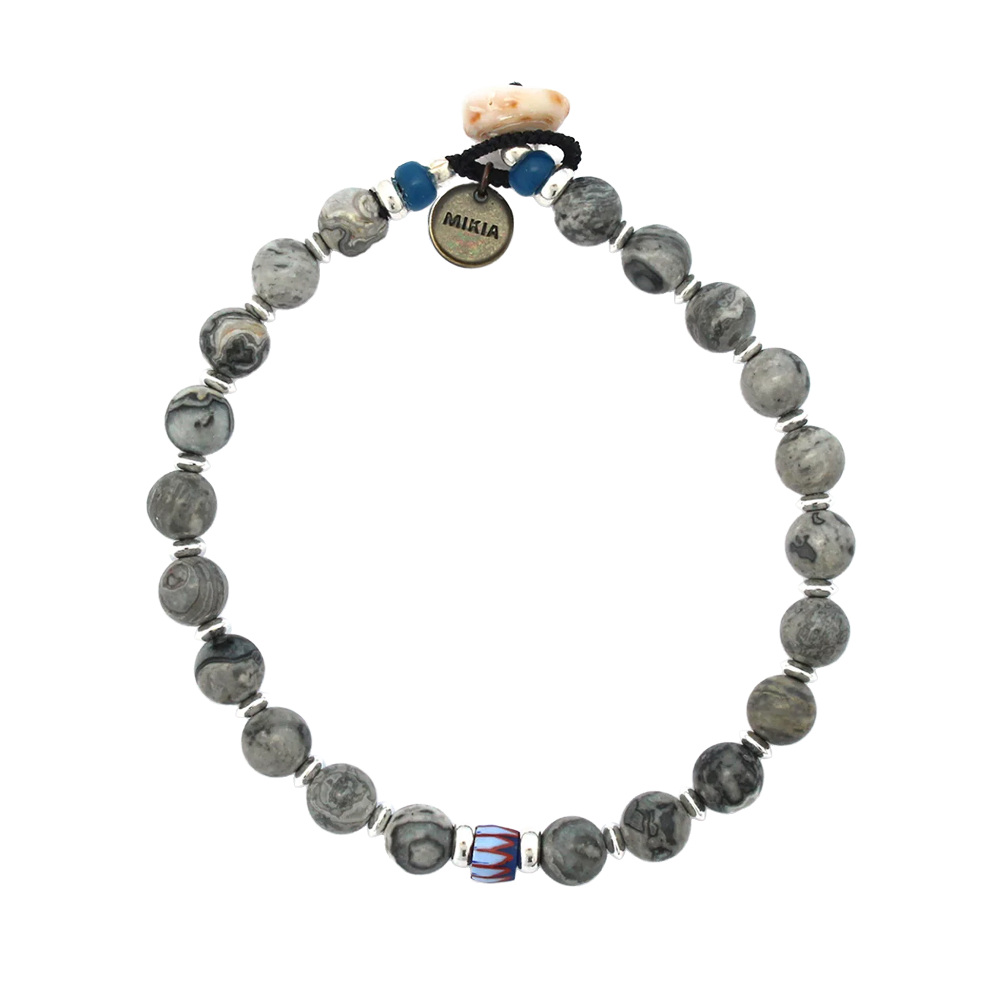 Mikia 6mm Stone Bracelet Grey Jasper
