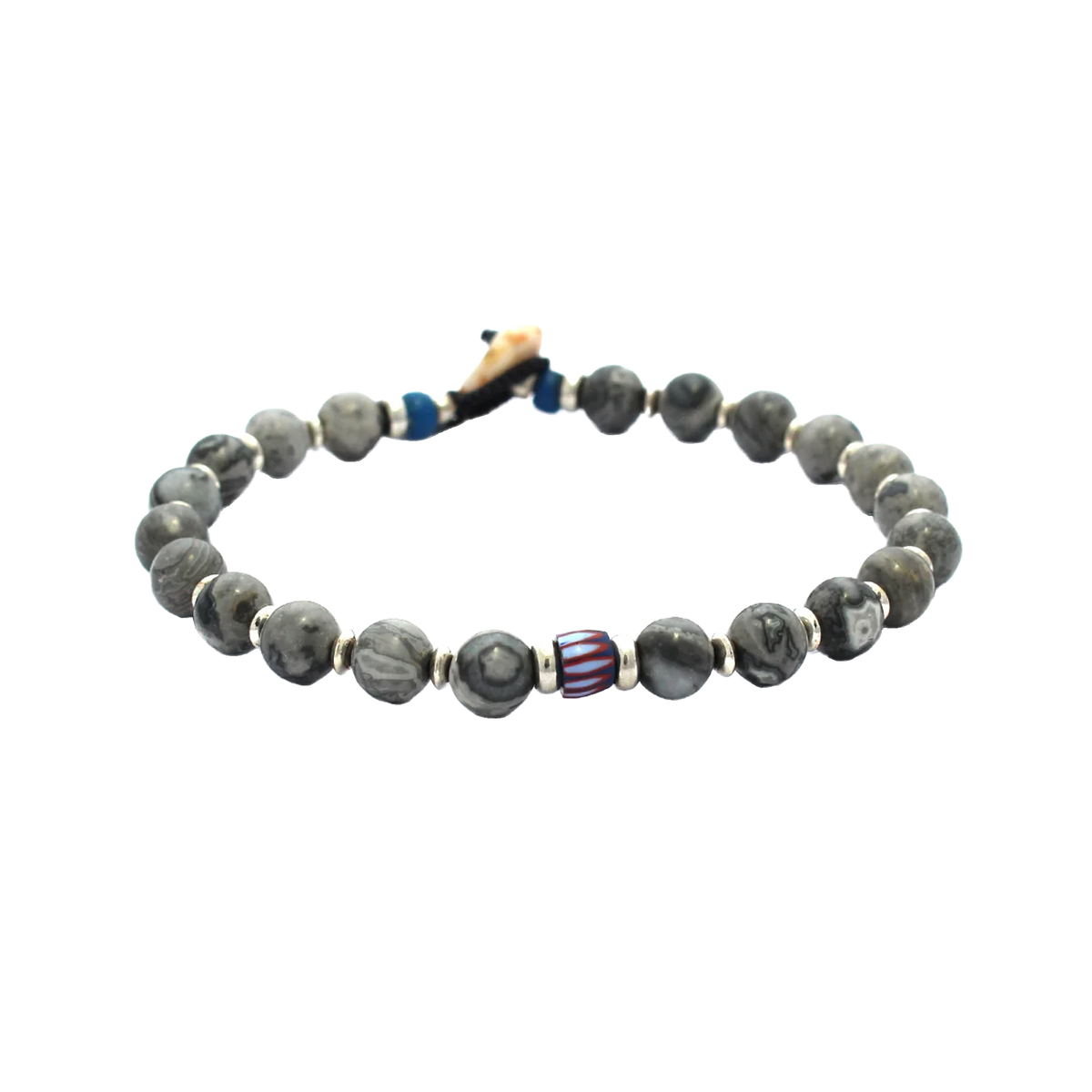 Mikia 6mm Stone Bracelet Grey Jasper