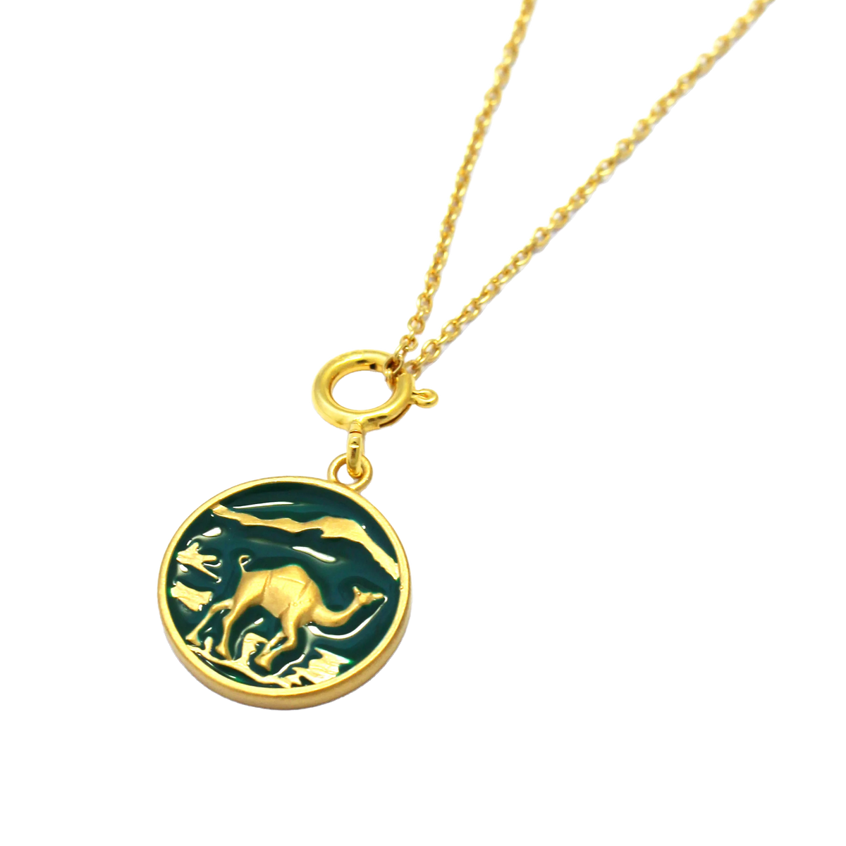 Mikia Camel Necklace Gold Racing Green