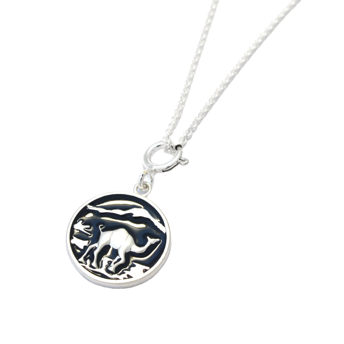 Mikia Camel Necklace Silver Sapphire Blue