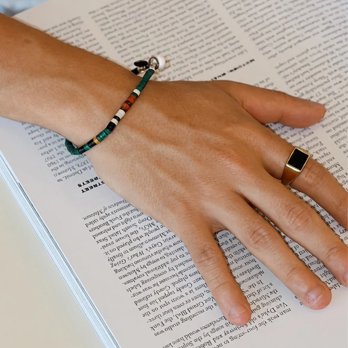 Mikia Heishi Beads Bracelet Malachite
