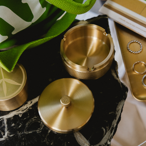 Mister Green Lidded Ashtray Heavy Brass