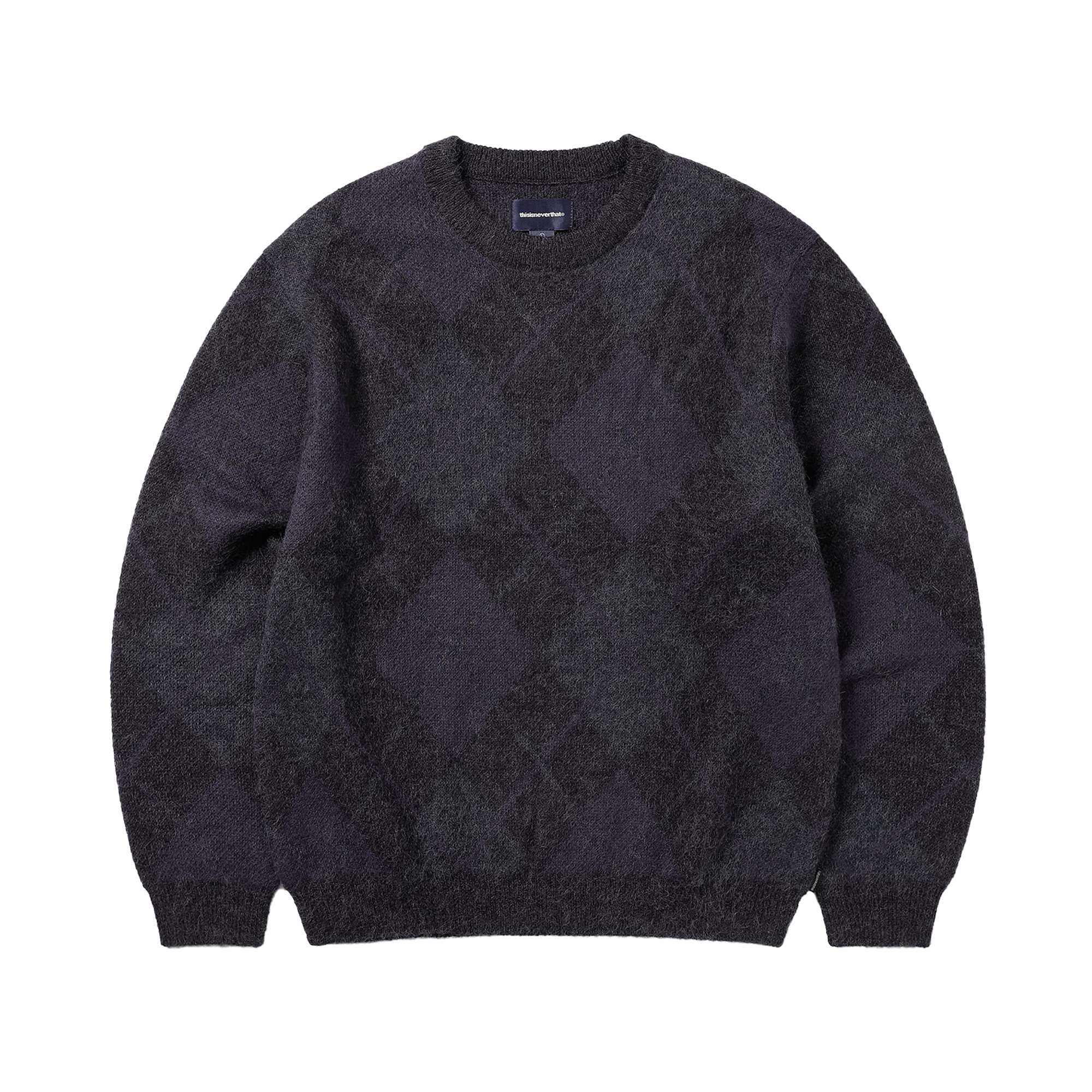 thisisneverthat Mohair Argyle Knit Sweater Dark Purple