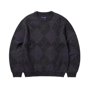 thisisneverthat Mohair Argyle Knit Sweater Dark Purple