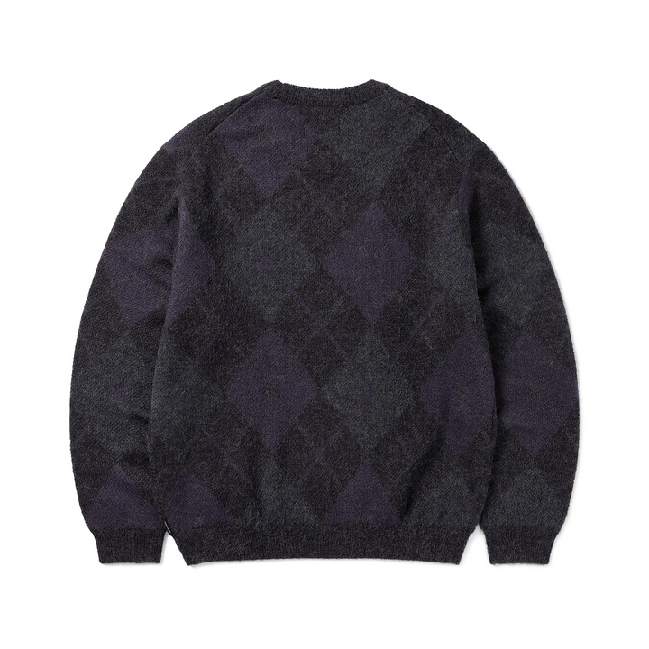 thisisneverthat Mohair Argyle Knit Sweater Dark Purple