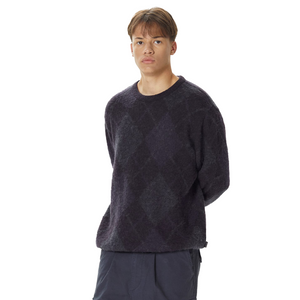 thisisneverthat Mohair Argyle Knit Sweater Dark Purple