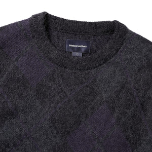 thisisneverthat Mohair Argyle Knit Sweater Dark Purple