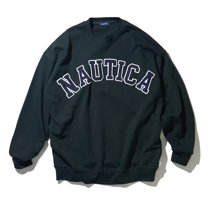 Nautica Japan Arch Logo Sweat Crew Charcoal