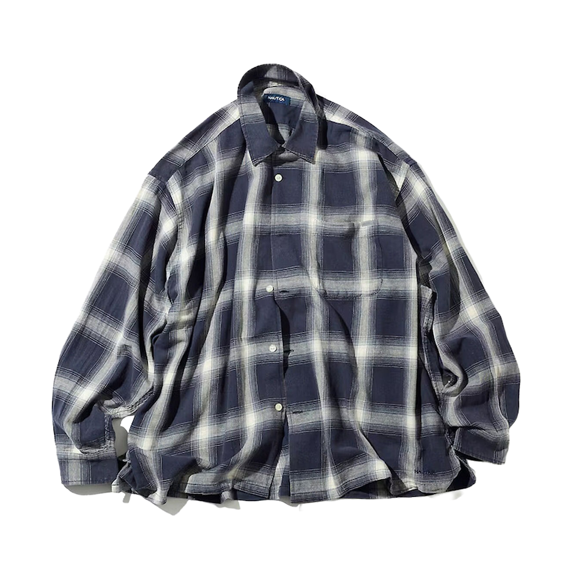 Nautica Japan Ombre Bleached Long Sleeve Shirt Navy