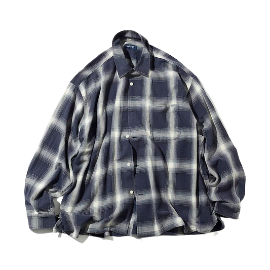 Nautica Japan Ombre Bleached Long Sleeve Shirt Navy