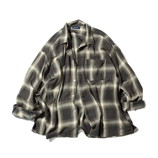 Nautica Japan Ombre Bleached Long Sleeve Shirt Olive