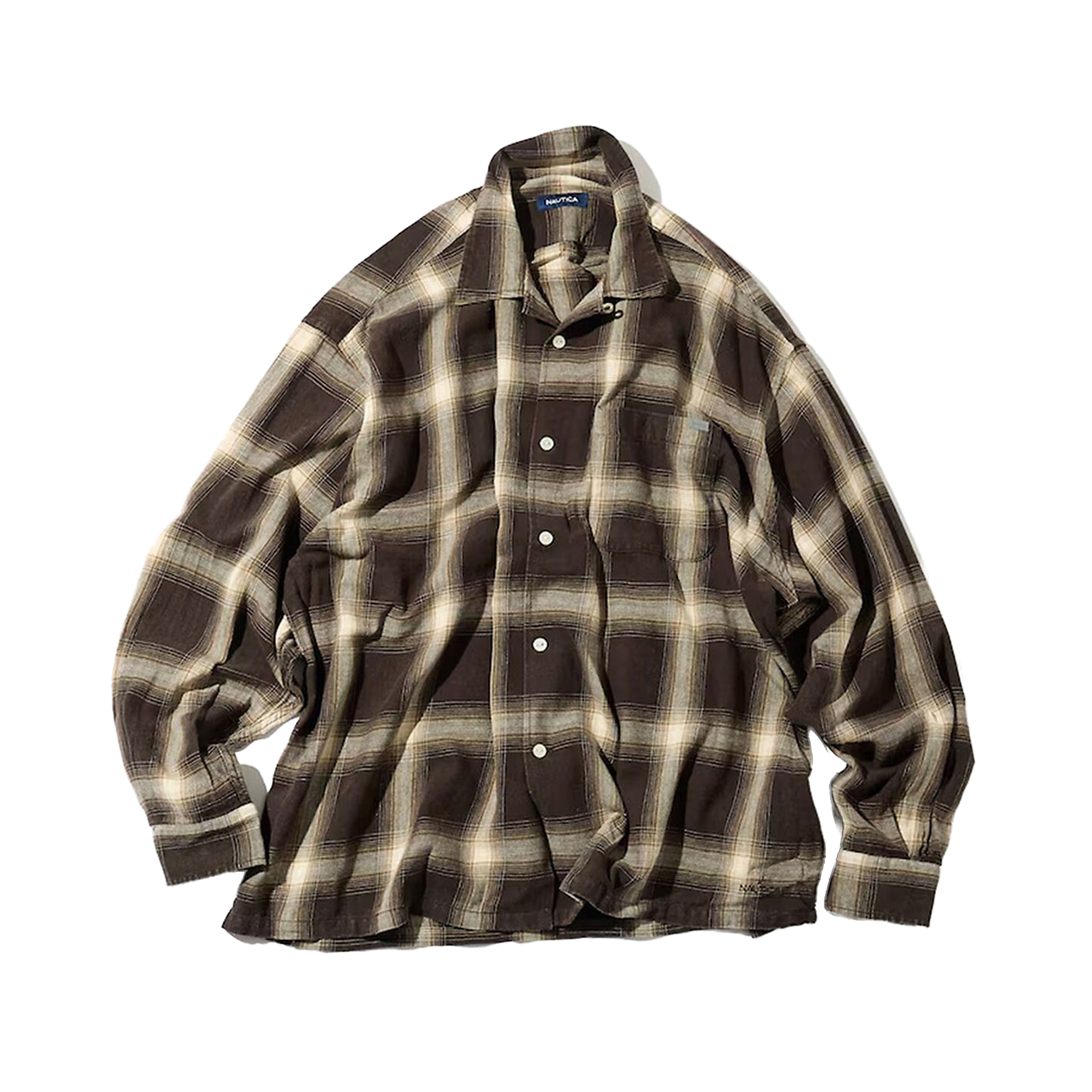 Nautica Japan Ombre Bleached Long Sleeve Shirt Brown