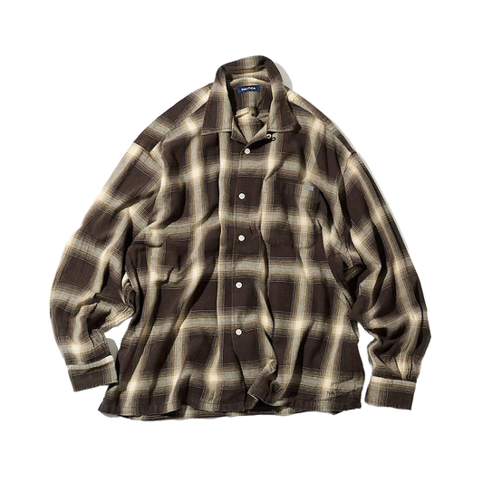 Nautica Japan Ombre Bleached Long Sleeve Shirt Brown