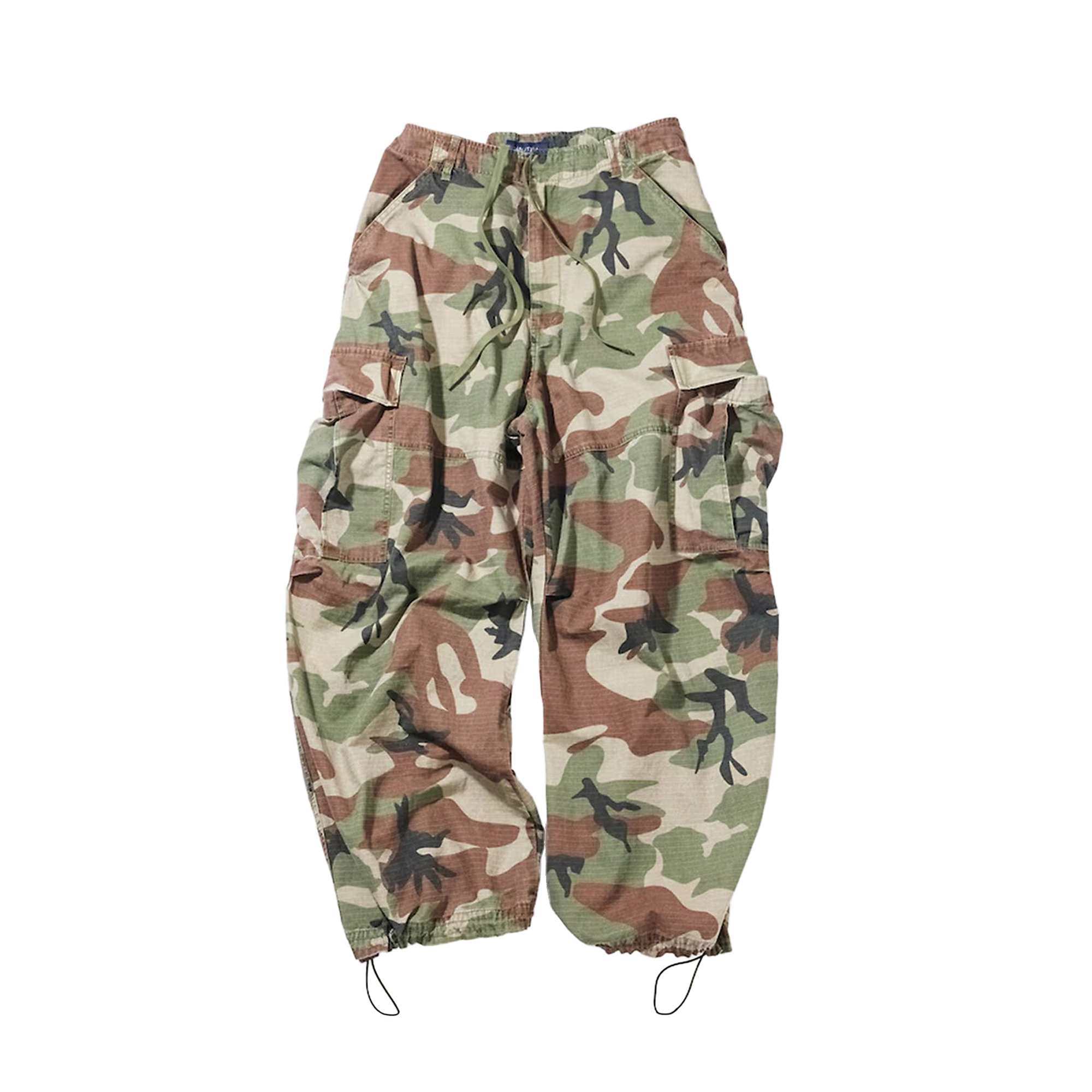 Nautica Japan Ripstop Camo Curve Cargo Pants Olive
