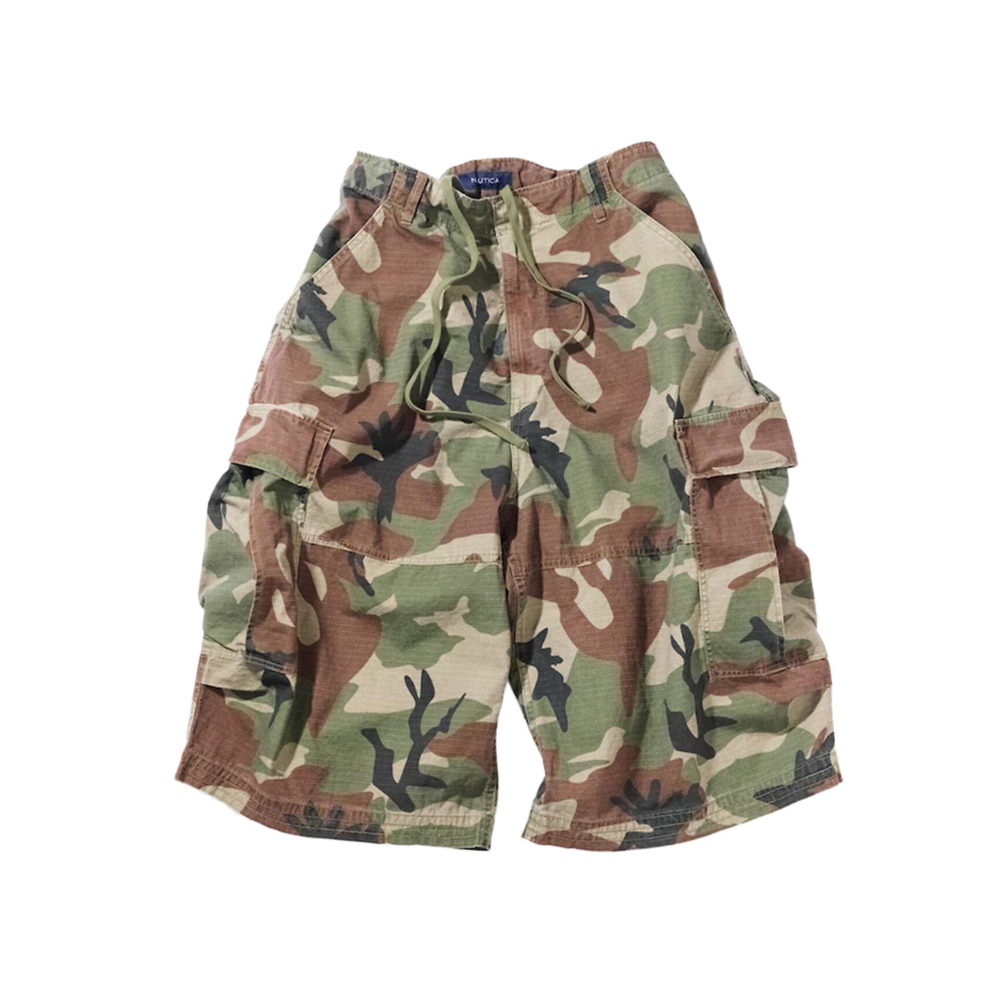 Nautica Japan Ripstop Camo Curve Cargo Shorts Olive