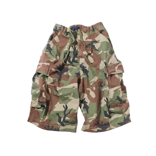 Nautica Japan Ripstop Camo Curve Cargo Shorts Olive