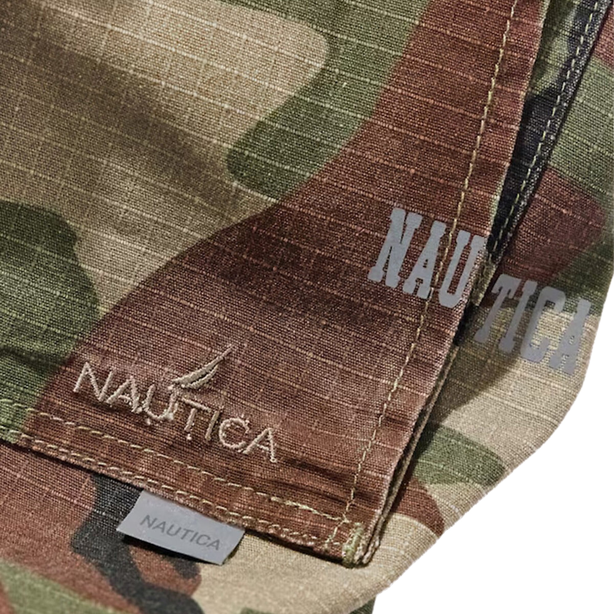 Nautica Japan Ripstop Camo Curve Cargo Shorts Olive