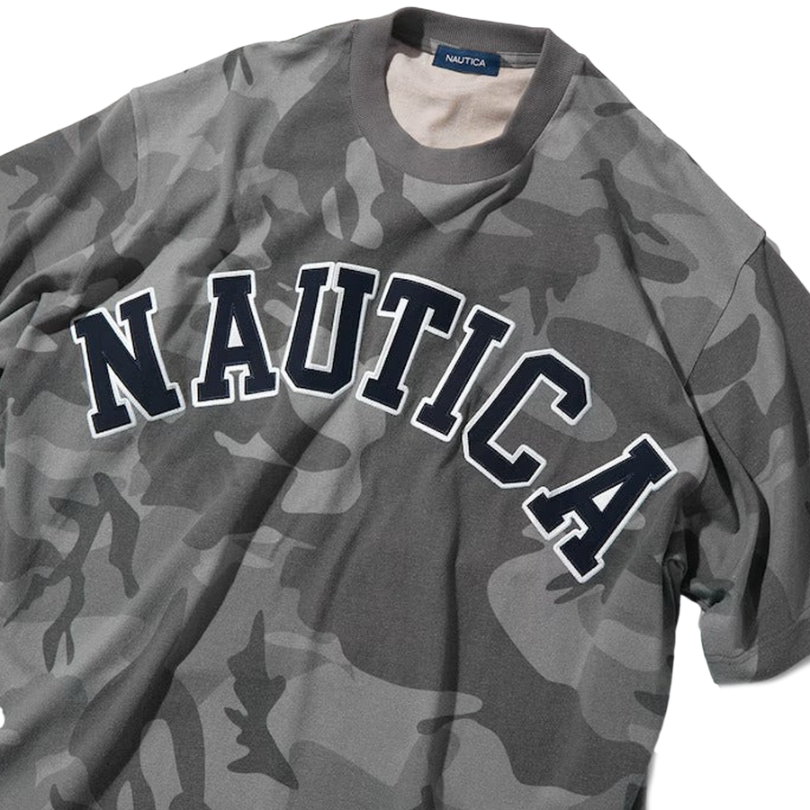 Nautica Japan Arch Logo Camoflouge PT T-Shirt Grey