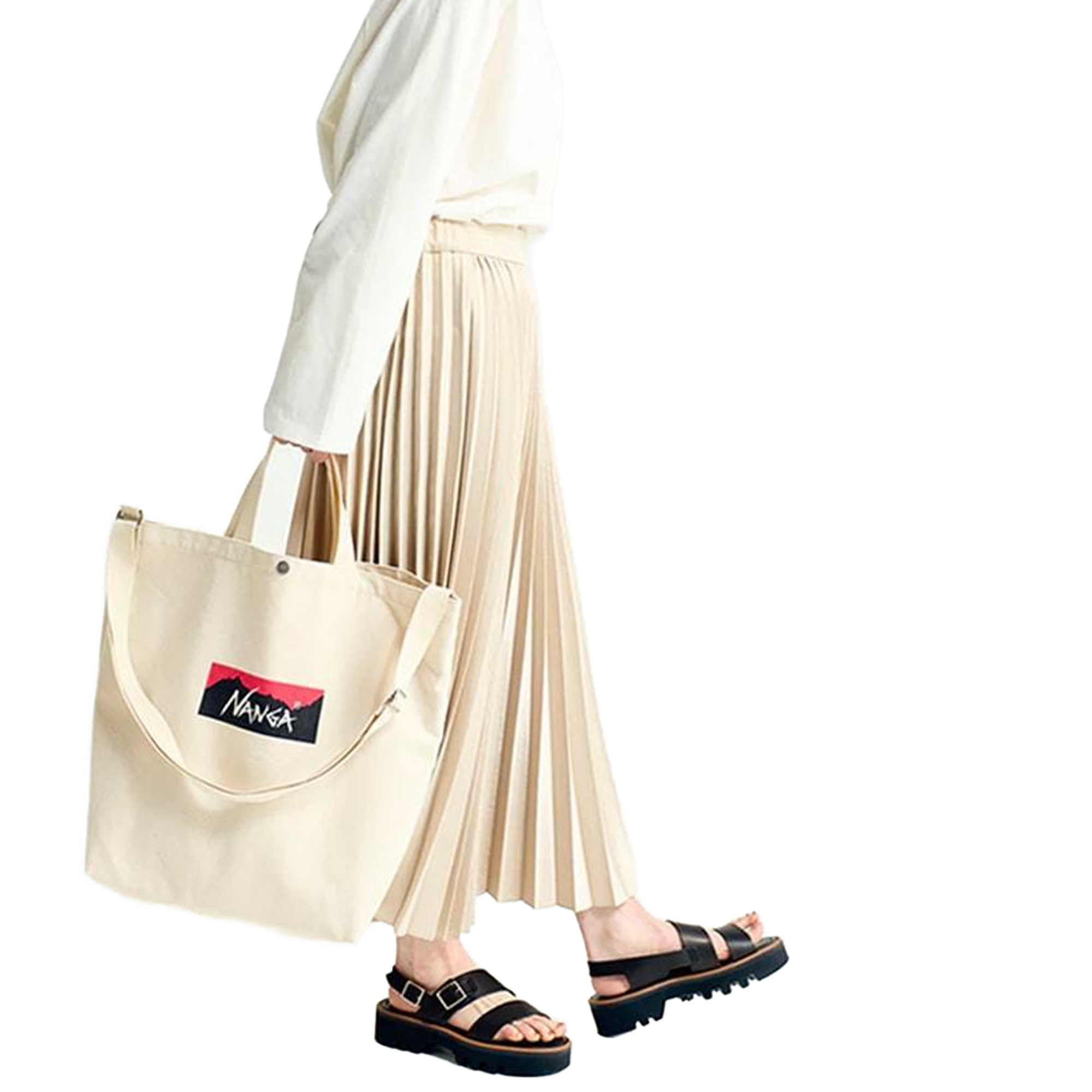 Nanga Logo 2-Way Canvas Tote Bag Natural