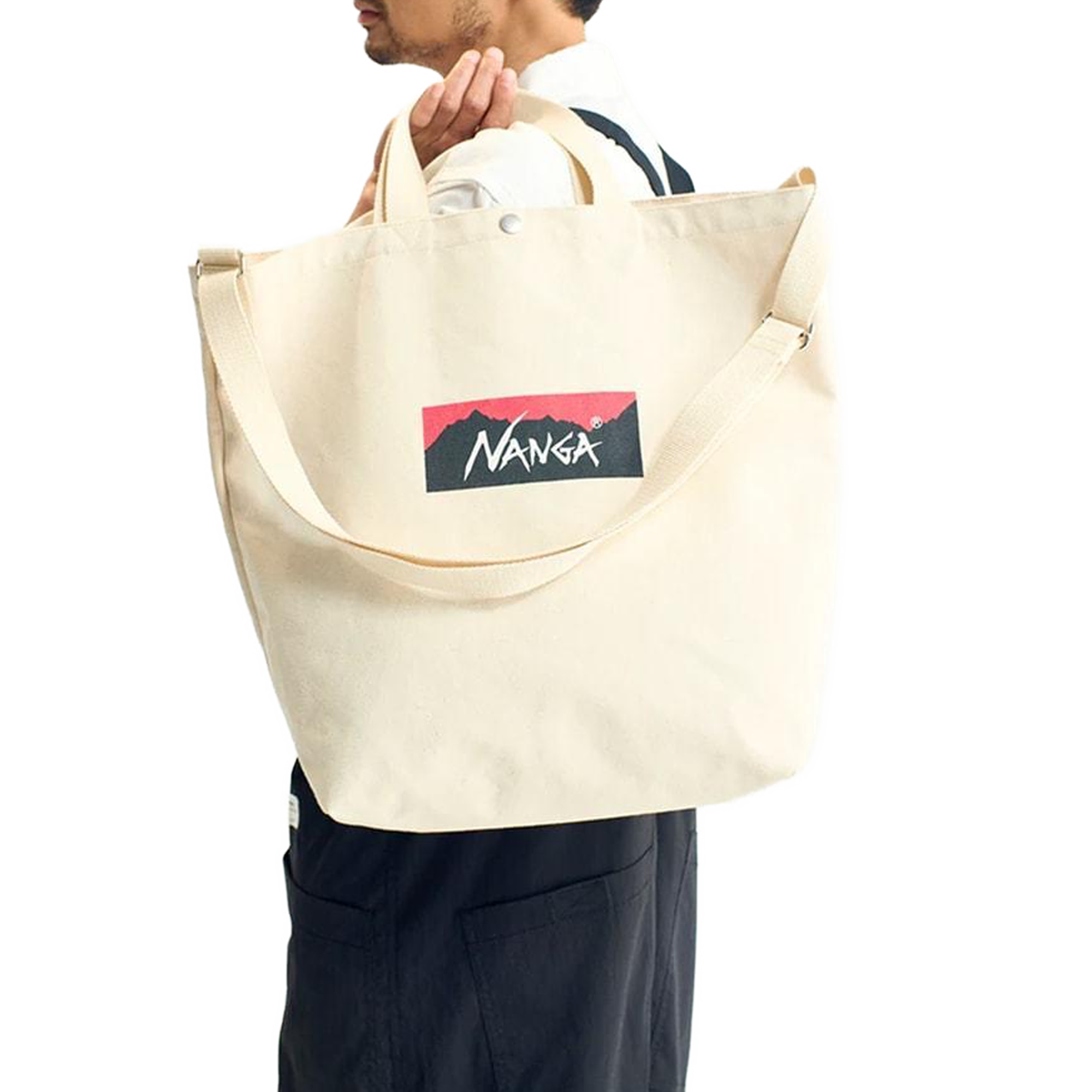 Nanga Logo 2-Way Canvas Tote Bag Natural