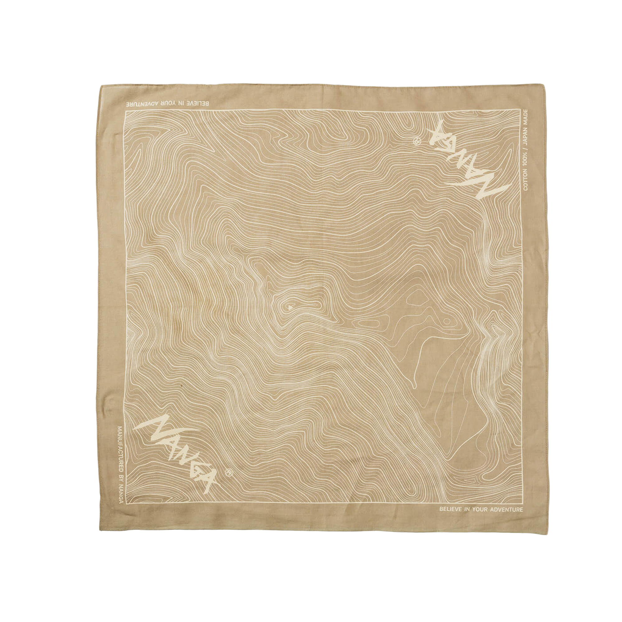 Nanga Parbat Contour Map Bandanna Beige