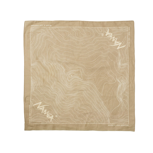 Nanga Parbat Contour Map Bandanna Beige