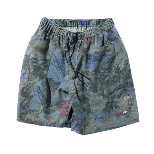 Nautica Japan Aloha Easy Shorts Palm Tree Pattern Navy