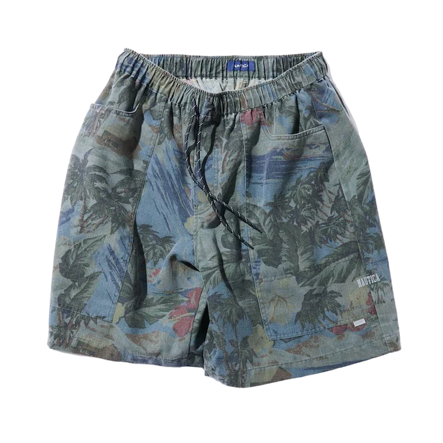 Nautica Japan Aloha Easy Shorts Palm Tree Pattern Navy