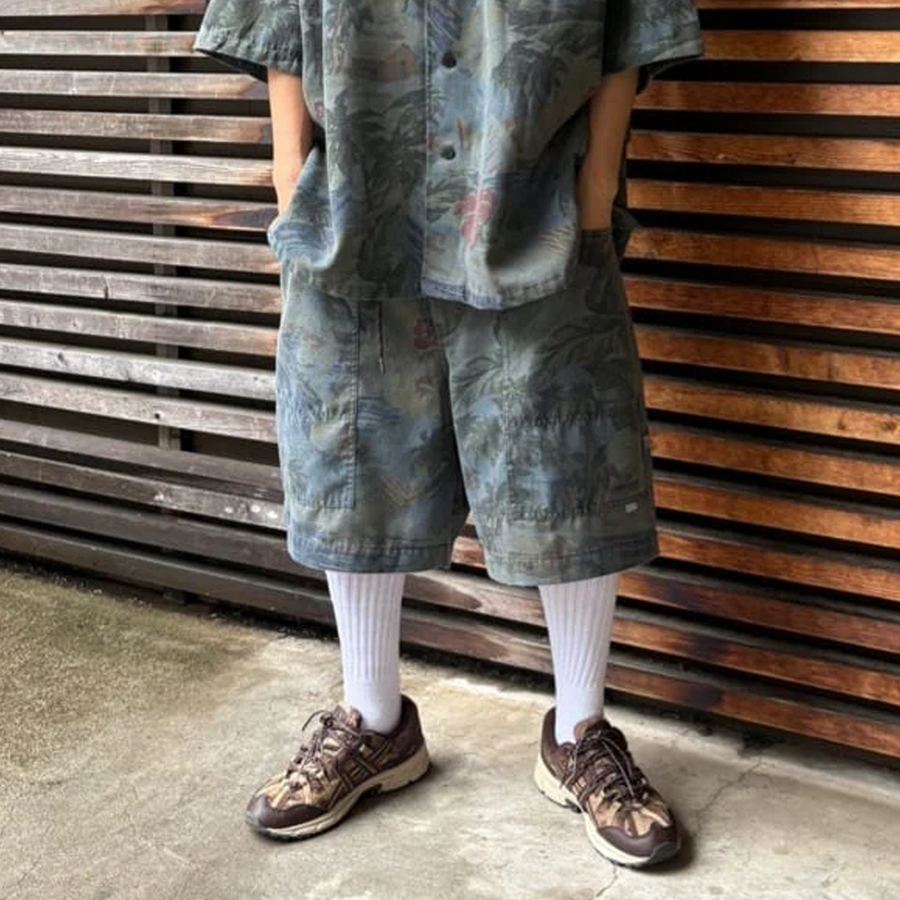 Nautica Japan Aloha Easy Shorts Palm Tree Pattern Navy