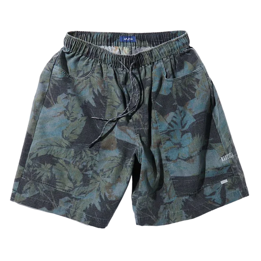 Nautica Japan Aloha Easy Shorts Palm Tree Pattern Charcoal