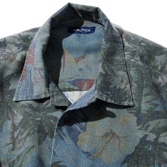 Nautica Japan Aloha Short Sleeve Shirts Palm Tree Pattern Navy