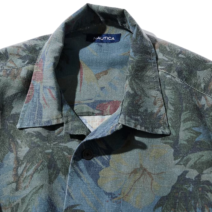 Nautica Japan Aloha Short Sleeve Shirts Palm Tree Pattern Navy