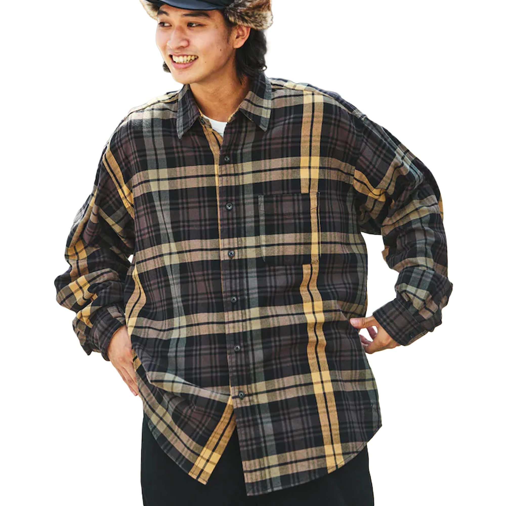 Nautica Japan Big Check Heavy Cotton Nell Shirts Olive