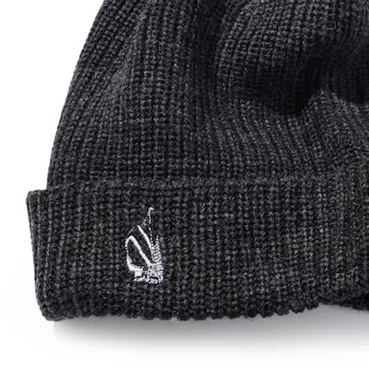 Nautica Japan Knitted Beanie With Spinnaker Embroidery Charcoal